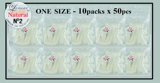 Lamour Natural Tip One Size - 10 Packs (50 per pack) Size #2