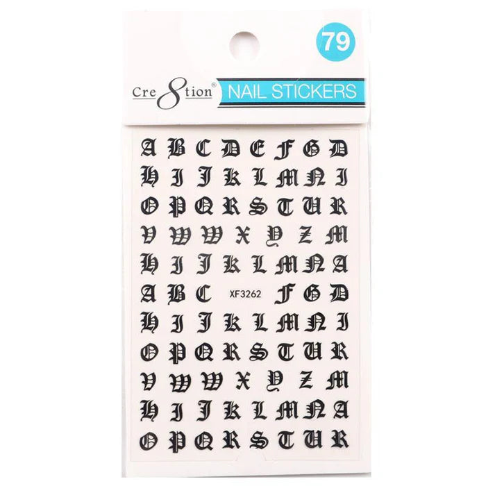 Cre8tion Nail Art Sticker Alphabet Black 79