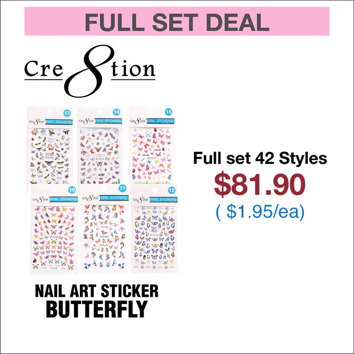 Cre8tion Nail Art Sticker Butterfly (42 Styles) Full Set