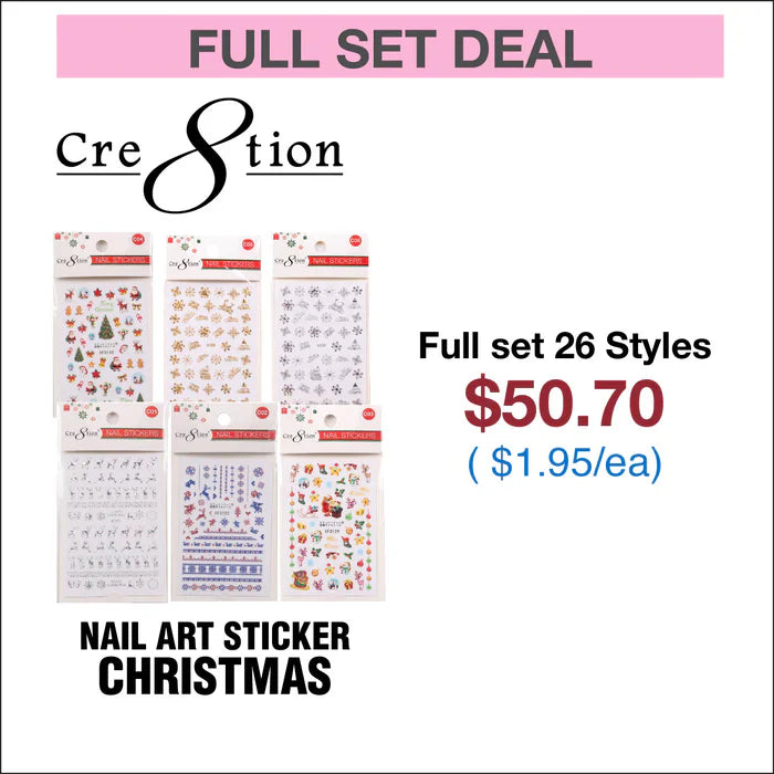 Cre8tion Nail Art Sticker Christmas (26 Styles) Set