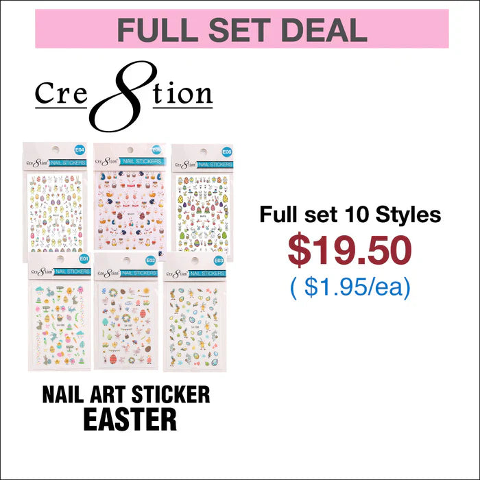 Cre8tion Nail Art Sticker Easter (10 Styles) Set