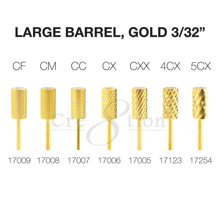 Cre8tion Carbide Large Barrel, Gold 3/32" Set