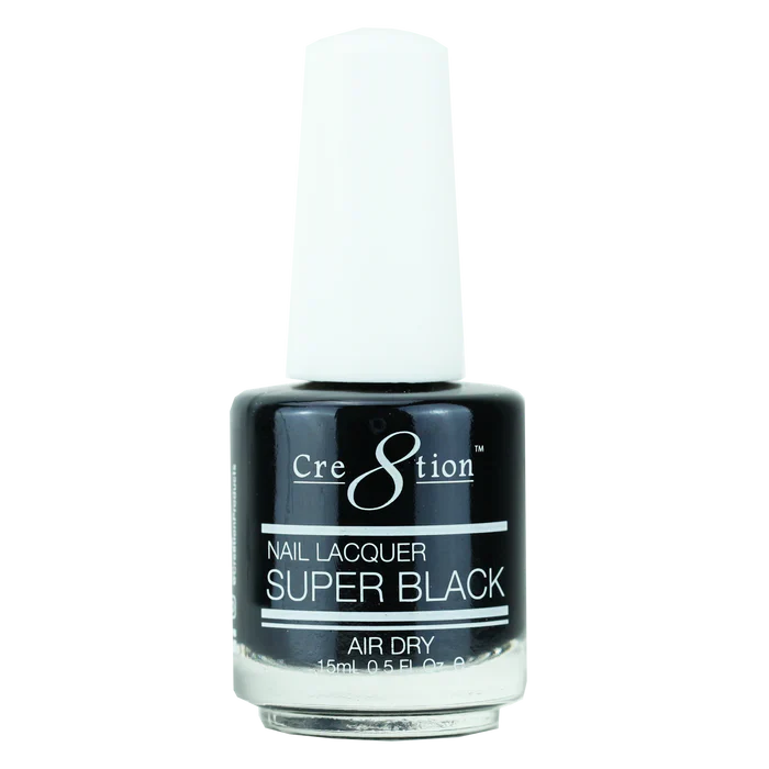 Cre8tion Nail Lacquer SUPER BLACK Air Dry 0.5oz