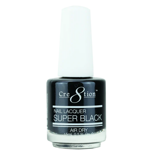 Cre8tion Nail Lacquer SUPER BLACK Air Dry 0.5oz