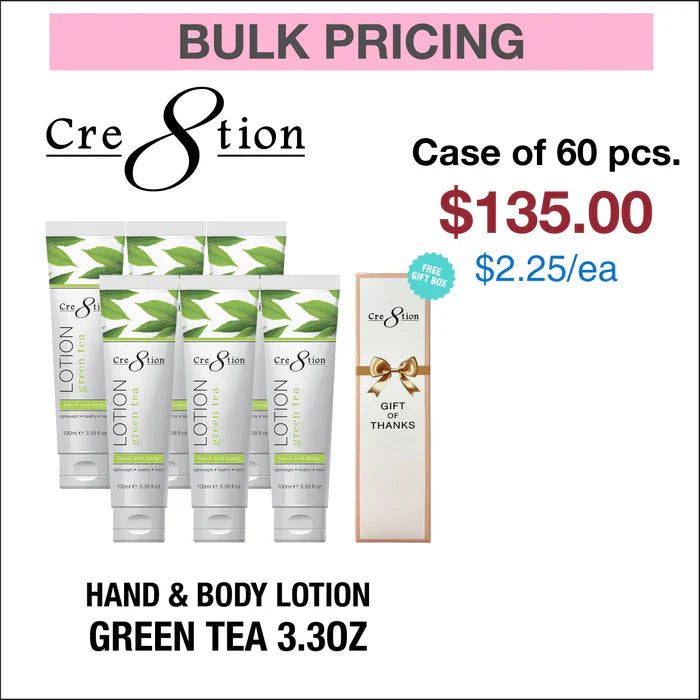 Cre8tion Hand & Body Lotion 3.3oz - Case of 60 Green Tea