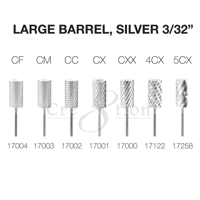 Cre8tion Carbide Large Barrel, Silver 3/32" Set