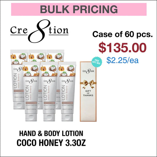 Cre8tion Hand & Body Lotion 3.3oz - Case of 60 Coco Honey