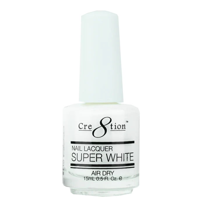 Cre8tion Nail Lacquer SUPER WHITE Air Dry 0.5oz