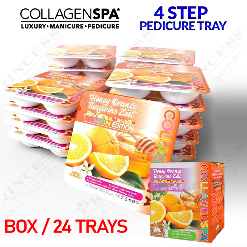 LP Collagen Spa 4 Step Pedi Tray Box/24 tray - Orange Tangerin Zest