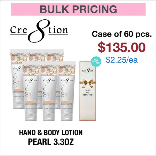 Cre8tion Hand & Body Lotion 3.3oz - Case of 60 Pearl