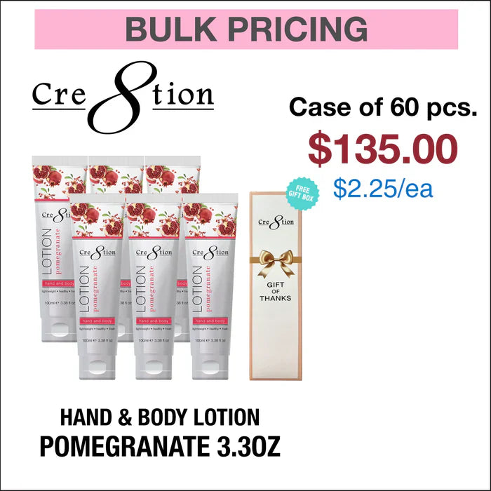 Cre8tion Hand & Body Lotion 3.3oz - Case of 60 Pomegrante