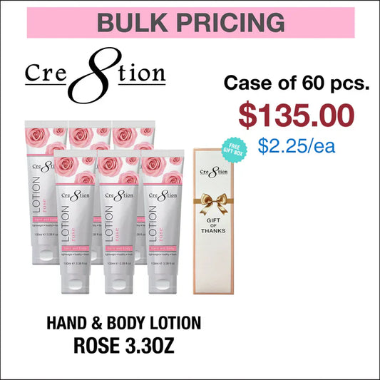 Cre8tion Hand & Body Lotion 3.3oz - Case of 60 Rose