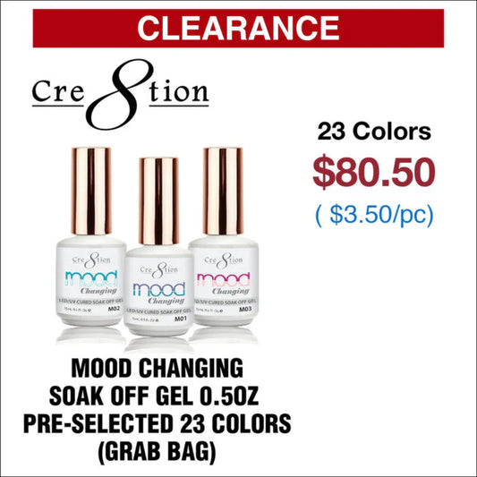 Cre8tion Mood Changing Soak Off Gel 0.5oz - Pre-selected 23 colors (Grab Bag)