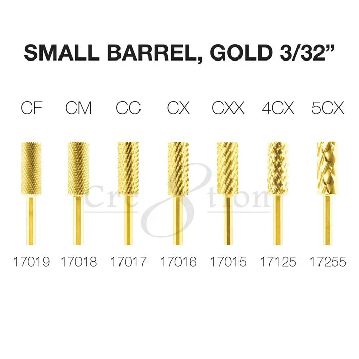 Cre8tion Carbide Small Barrel, Gold 3/32" Set