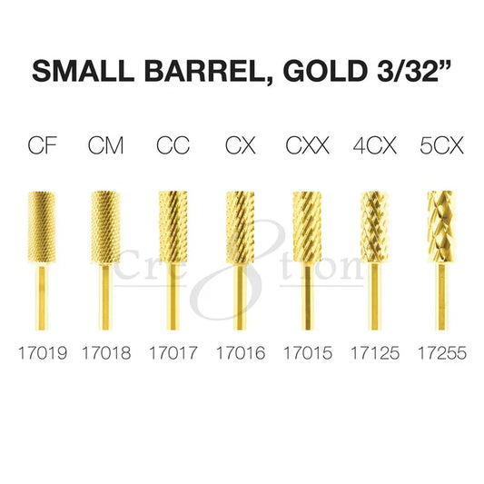 Cre8tion Carbide Small Barrel, Gold 3/32" Set