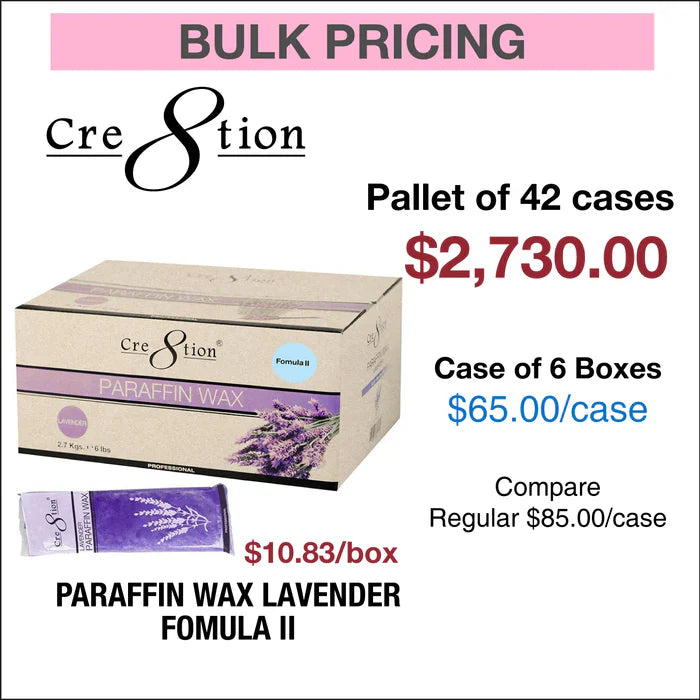 Cre8tion Paraffin Wax Lavender - Fomula II - Pallet of 42 Cases , Case of 6 Bags