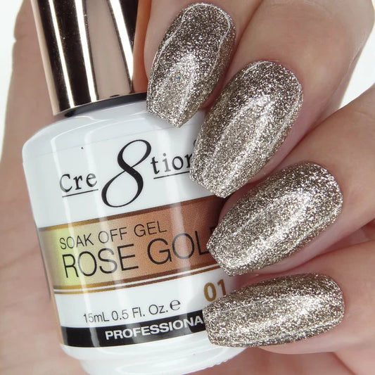 Cre8tion Rose Gold Soak Off Gel 0.5oz 01