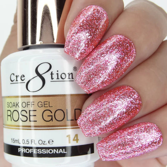 Cre8tion Rose Gold Soak Off Gel 0.5oz 14