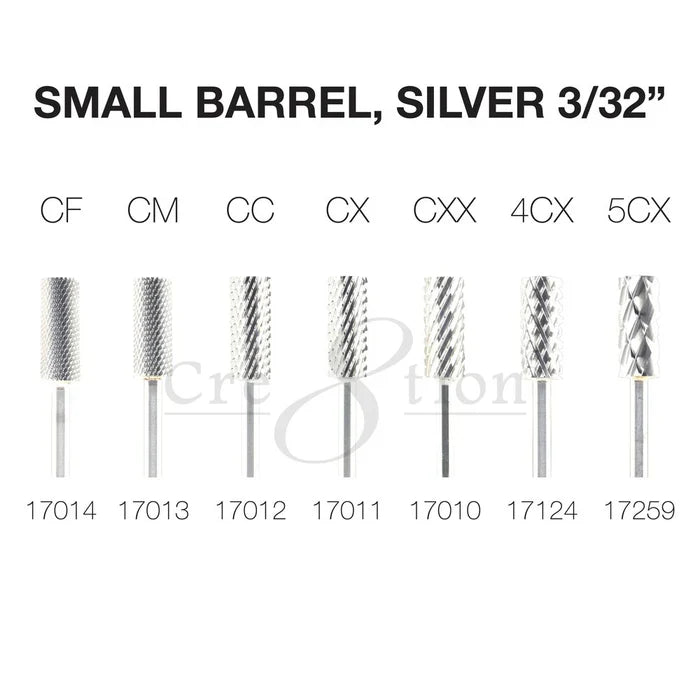 Cre8tion Carbide Small Barrel, Silver 3/32" Set