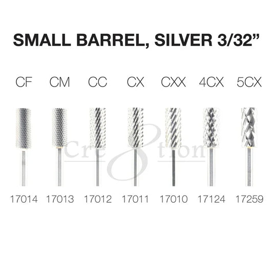 Cre8tion Carbide Small Barrel, Silver 3/32" Set