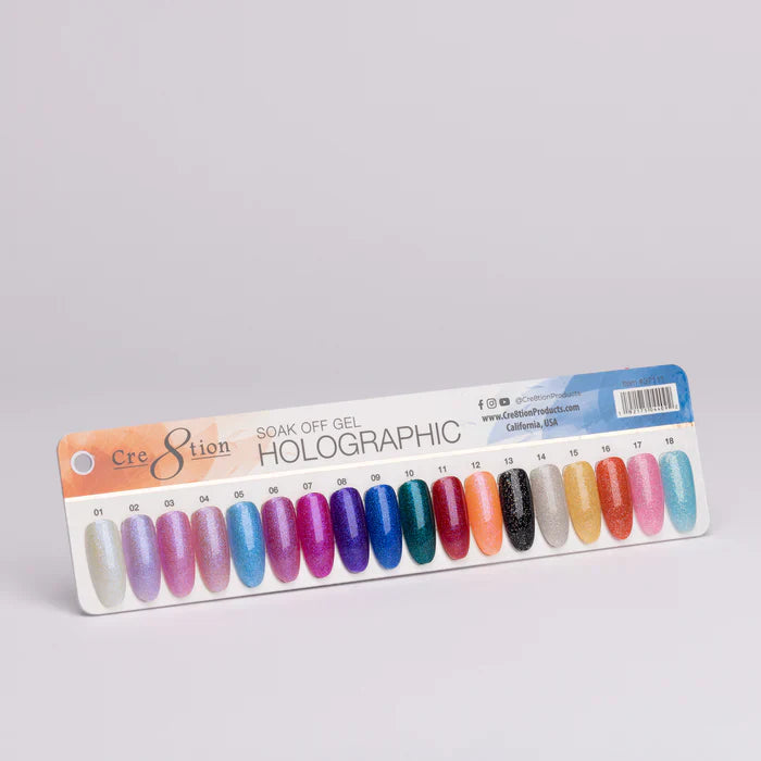 Cre8tion Color Chart -  Holographic 18 colors