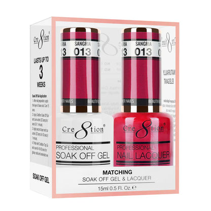 Cre8tion Soak Off Gel Matching Pair 0.5oz 013 SANGRIA