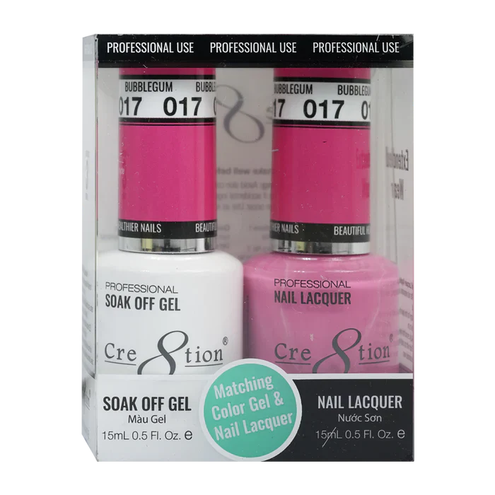 Cre8tion Soak Off Gel Matching Pair 0.5oz 017 BUBBLEGUM