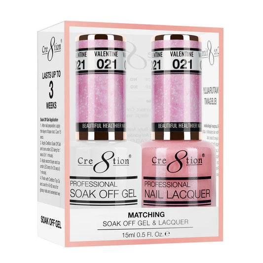 Cre8tion Soak Off Gel Matching Pair 0.5oz 021 VALENTINE (GLITTER)