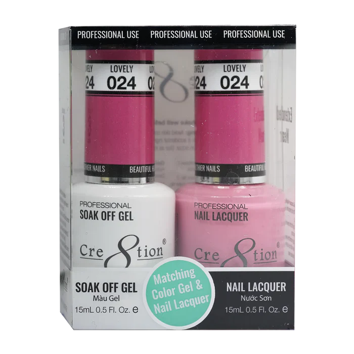 Cre8tion Soak Off Gel Matching Pair 0.5oz 024 LOVELY