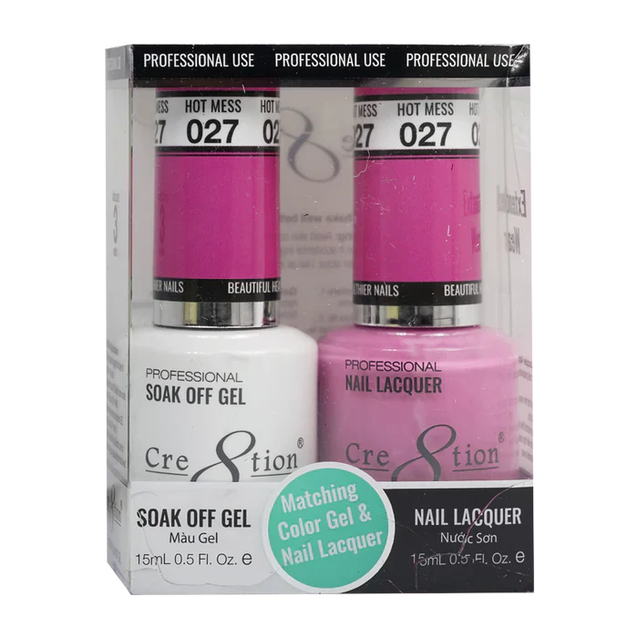 Cre8tion Soak Off Gel Matching Pair 0.5oz 027 HOT MESS