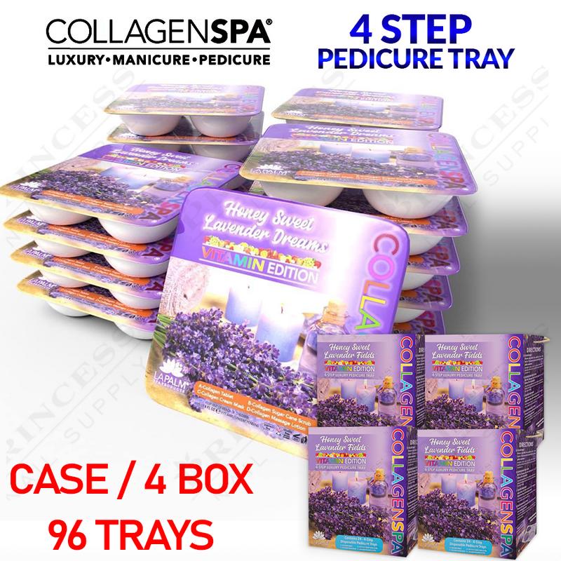 LP Collagen Spa 4 Step Pedi Tray Case/4 box/96 trays - Lavender