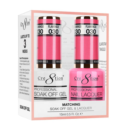 Cre8tion Soak Off Gel Matching Pair 0.5oz 030 FLAMINGO