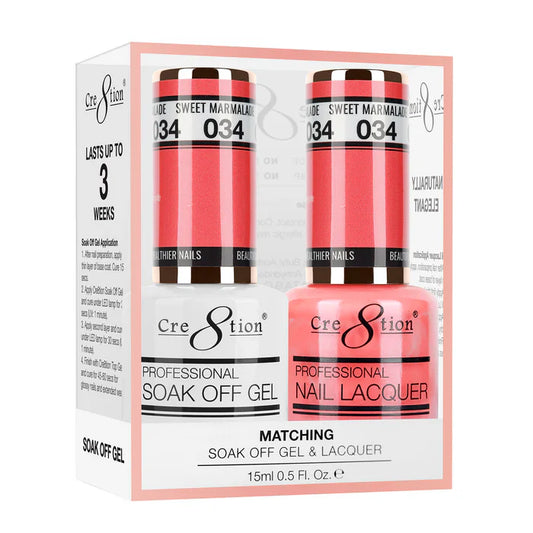 Cre8tion Soak Off Gel Matching Pair 0.5oz 034 SWEET MARMALADE