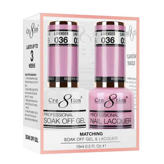 Cre8tion Soak Off Gel Matching Pair 0.5oz 036 LAVENDER