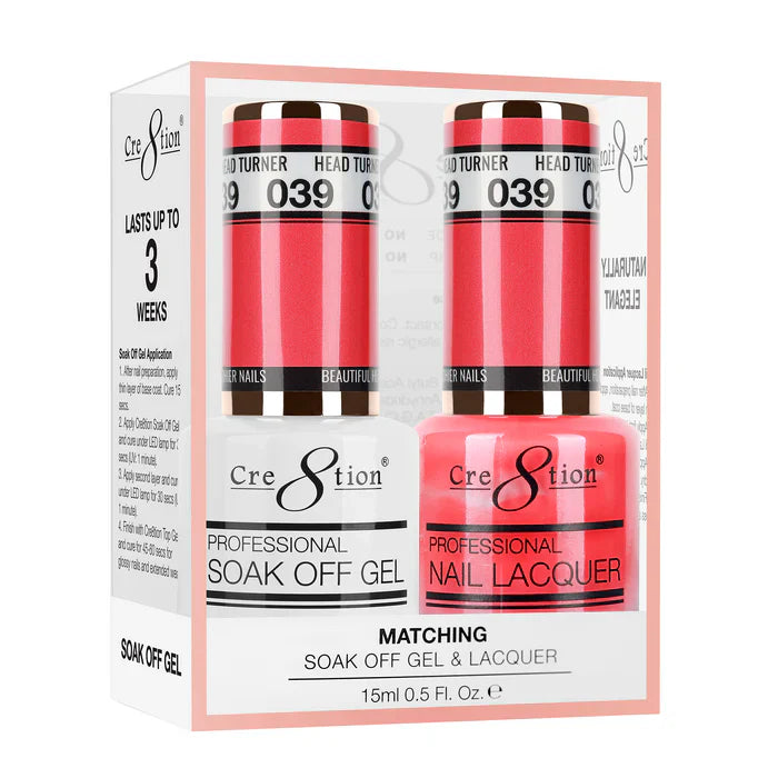 Cre8tion Soak Off Gel Matching Pair 0.5oz 039 HEAD TURNER (NEON)