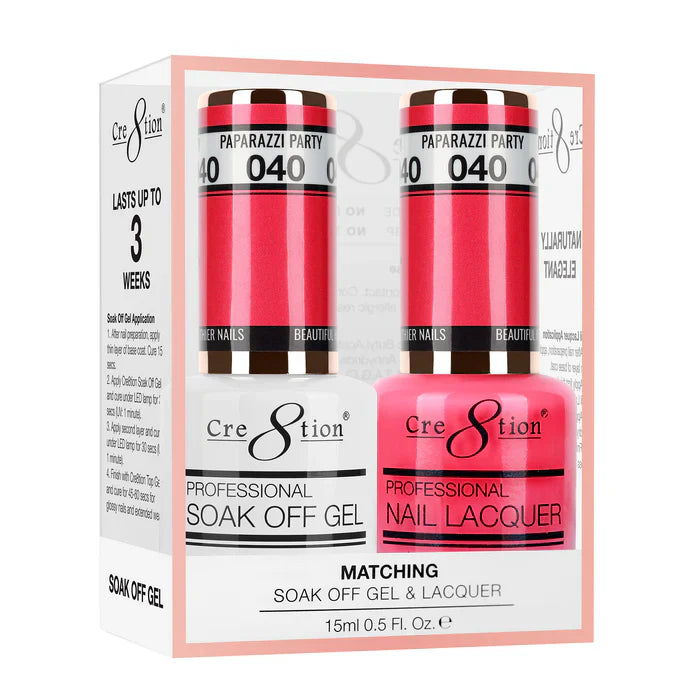 Cre8tion Soak Off Gel Matching Pair 0.5oz 040 PAPARAZZI PARTY (NEON)