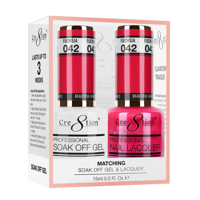 Cre8tion Soak Off Gel Matching Pair 0.5oz 042 FUCHSIA