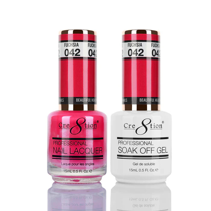 Cre8tion Soak Off Gel Matching Pair 0.5oz 042 FUCHSIA