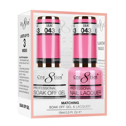 Cre8tion Soak Off Gel Matching Pair 0.5oz 043 LILAC