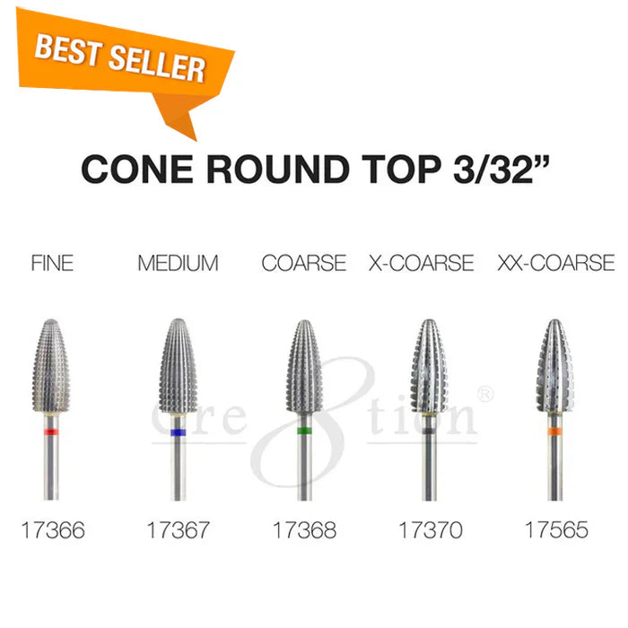 Cre8tion Cone Round Top Nail Filing Bit 3/32" Set