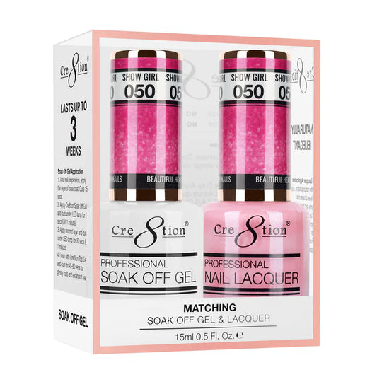 Cre8tion Soak Off Gel Matching Pair 0.5oz 050 SHOW GIRL (GLITTER)