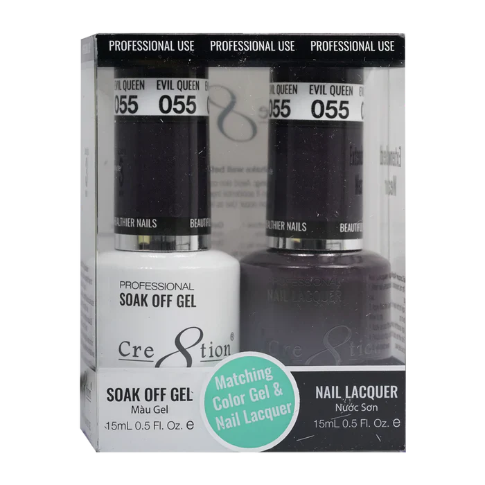 Cre8tion Soak Off Gel Matching Pair 0.5oz 055 EVIL QUEEN