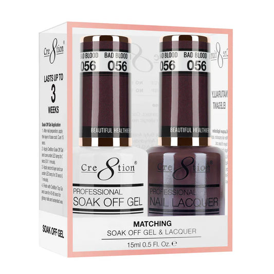 Cre8tion Soak Off Gel Matching Pair 0.5oz 056 BAD BLOOD