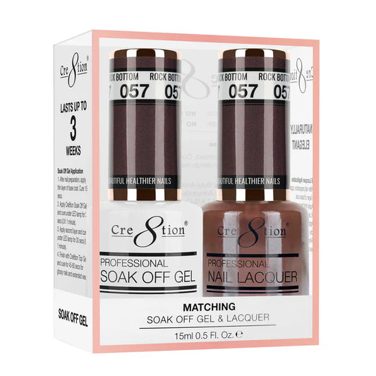 Cre8tion Soak Off Gel Matching Pair 0.5oz 057 ROCK BOTTOM