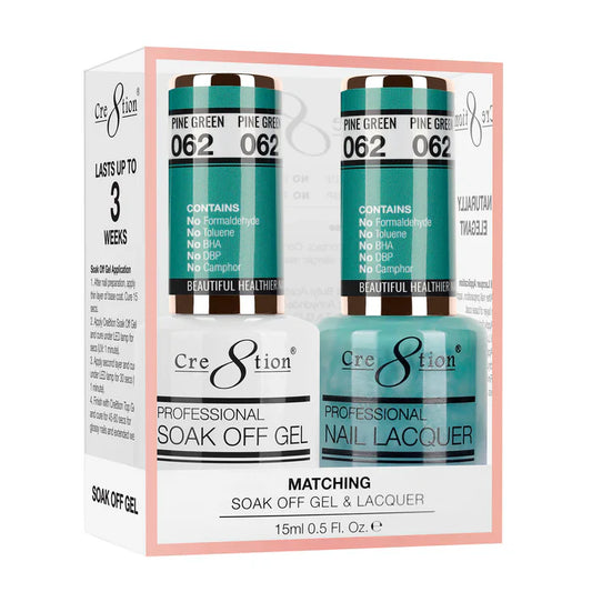 Cre8tion Soak Off Gel Matching Pair 0.5oz 062 PINE GREEN