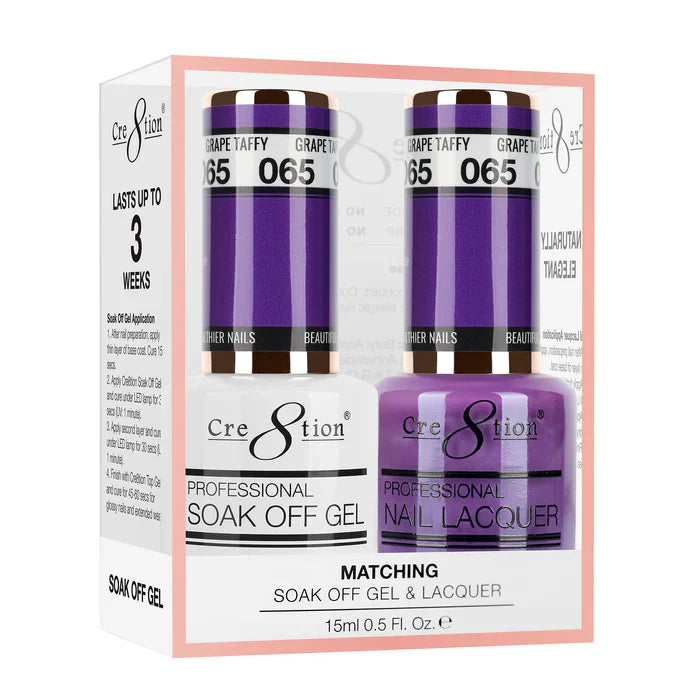 Cre8tion Soak Off Gel Matching Pair 0.5oz 065 GRAPE TAFFY