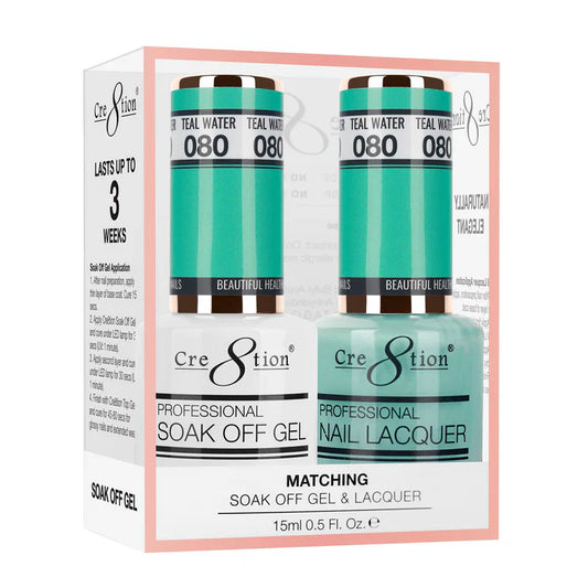 Cre8tion Soak Off Gel Matching Pair 0.5oz 080 TEAL WATER