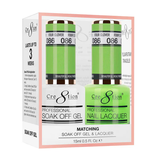 Cre8tion Soak Off Gel Matching Pair 0.5oz 086 FOUR CLOVER