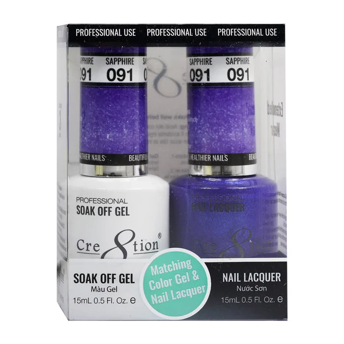 Cre8tion Soak Off Gel Matching Pair 0.5oz 091 SAPPHIRE (SHIMMERY)