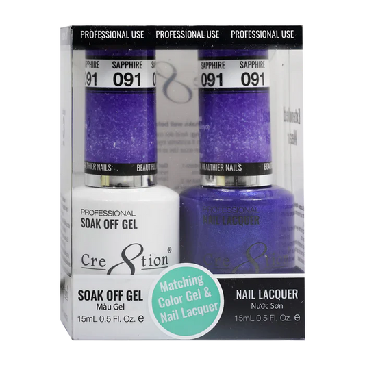 Cre8tion Soak Off Gel Matching Pair 0.5oz 091 SAPPHIRE (SHIMMERY)